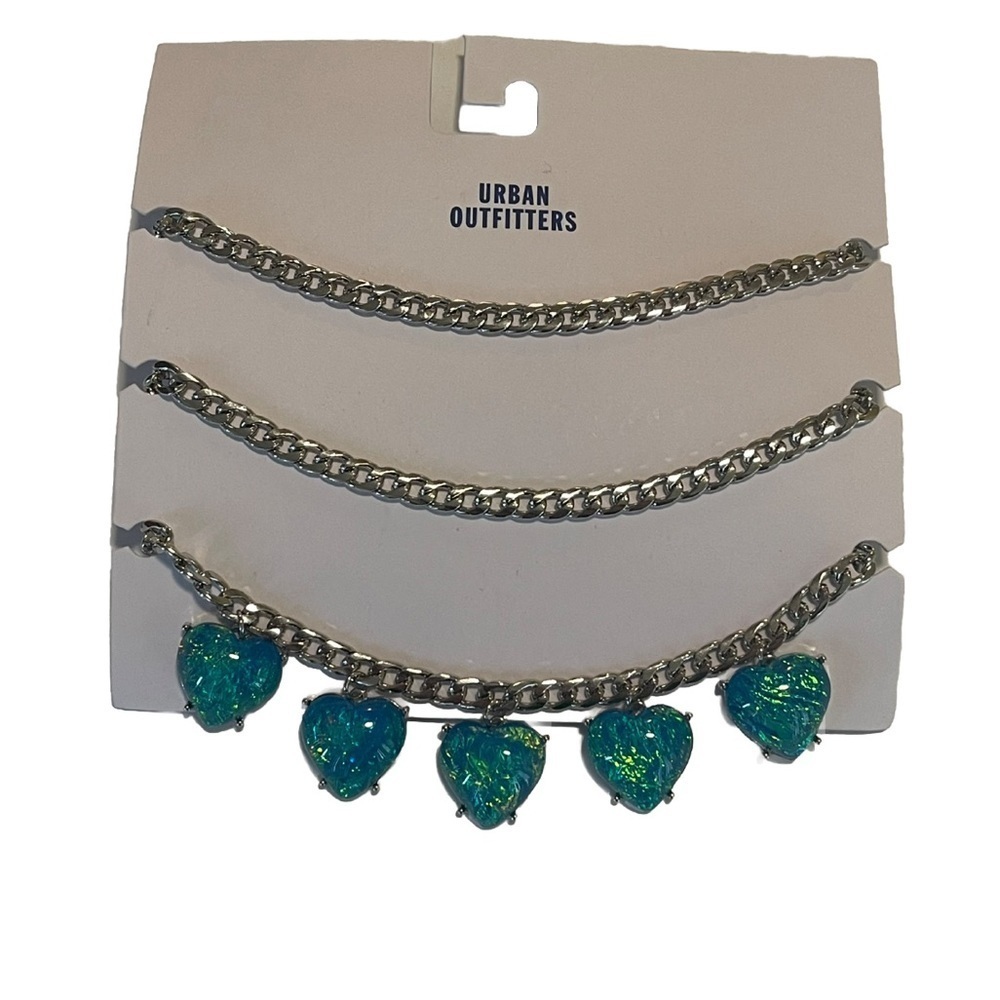 Urban Outfitters Necklace Chain Layers Heart Pendants New With Tags